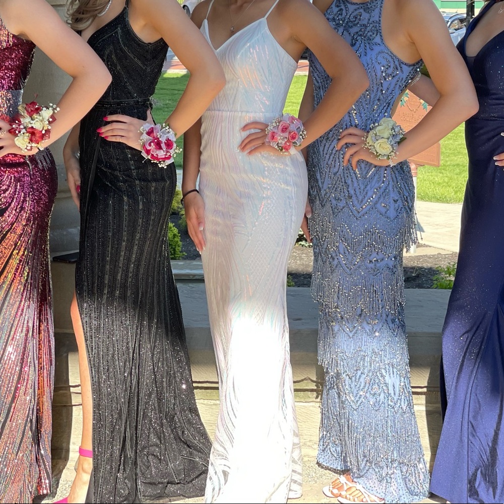 Iridescent and white prom